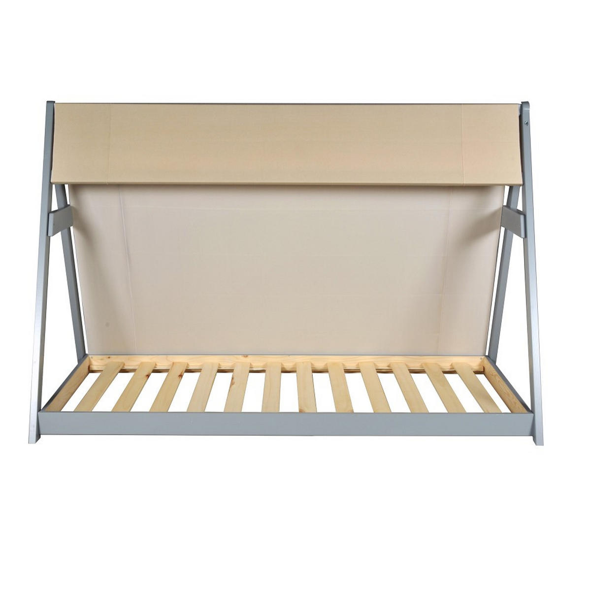 HAUSBETT TIPI mit Stoff und Lattenrost/ Kinderbett 90x190 - Grau - Grau, Holz (90/190cm) - Weber Industries