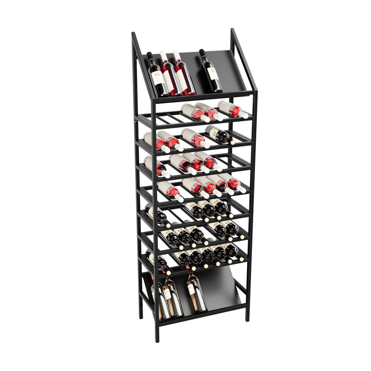 WEINREGAL Burgundy für 56 Flaschen, Metall, schwarz - Schwarz, Metall (60/170/30cm) - Metalo Pro