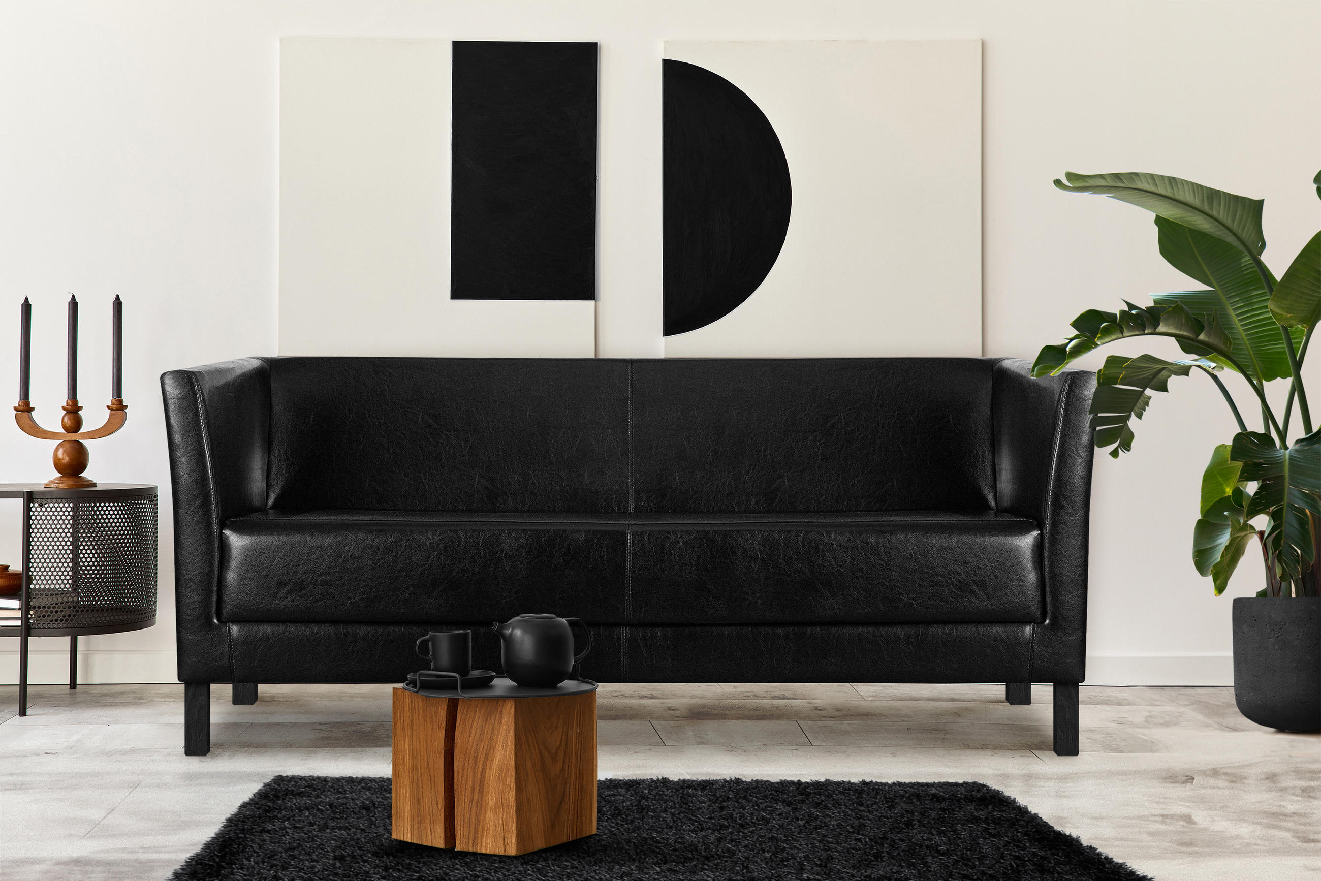 Thumbnail - Konsimo® 3-Sitzer-Sofa, Schwarz, Textil, 67x71x171 cm, Wohnzimmer, Sofas & Couches, Sofas, 3-Sitzer Sofas