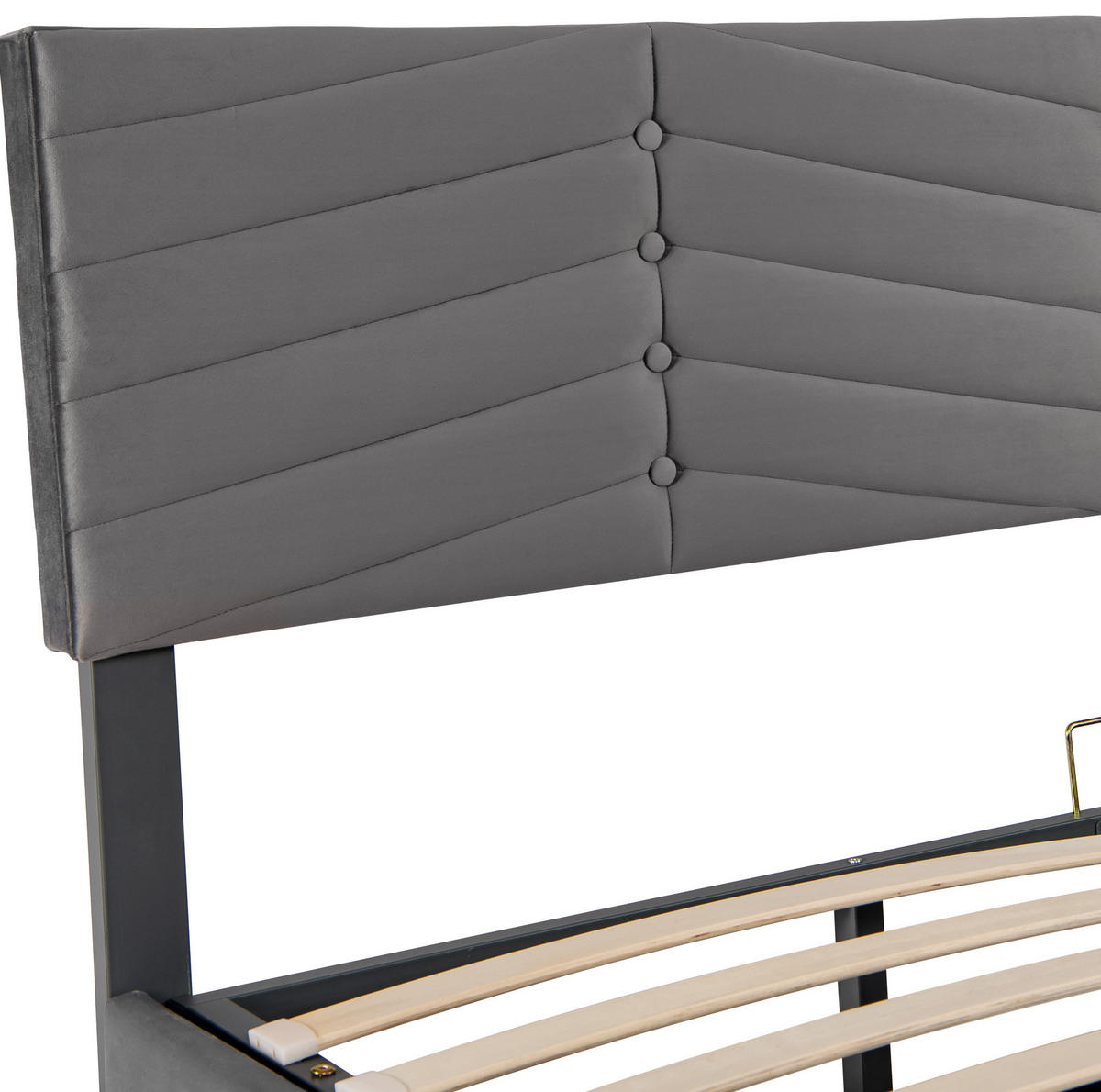 POLSTERBETT mit Bettkasten 160x200 cm Samt Grau - Grau, Metall (160/200cm) - Meubliv