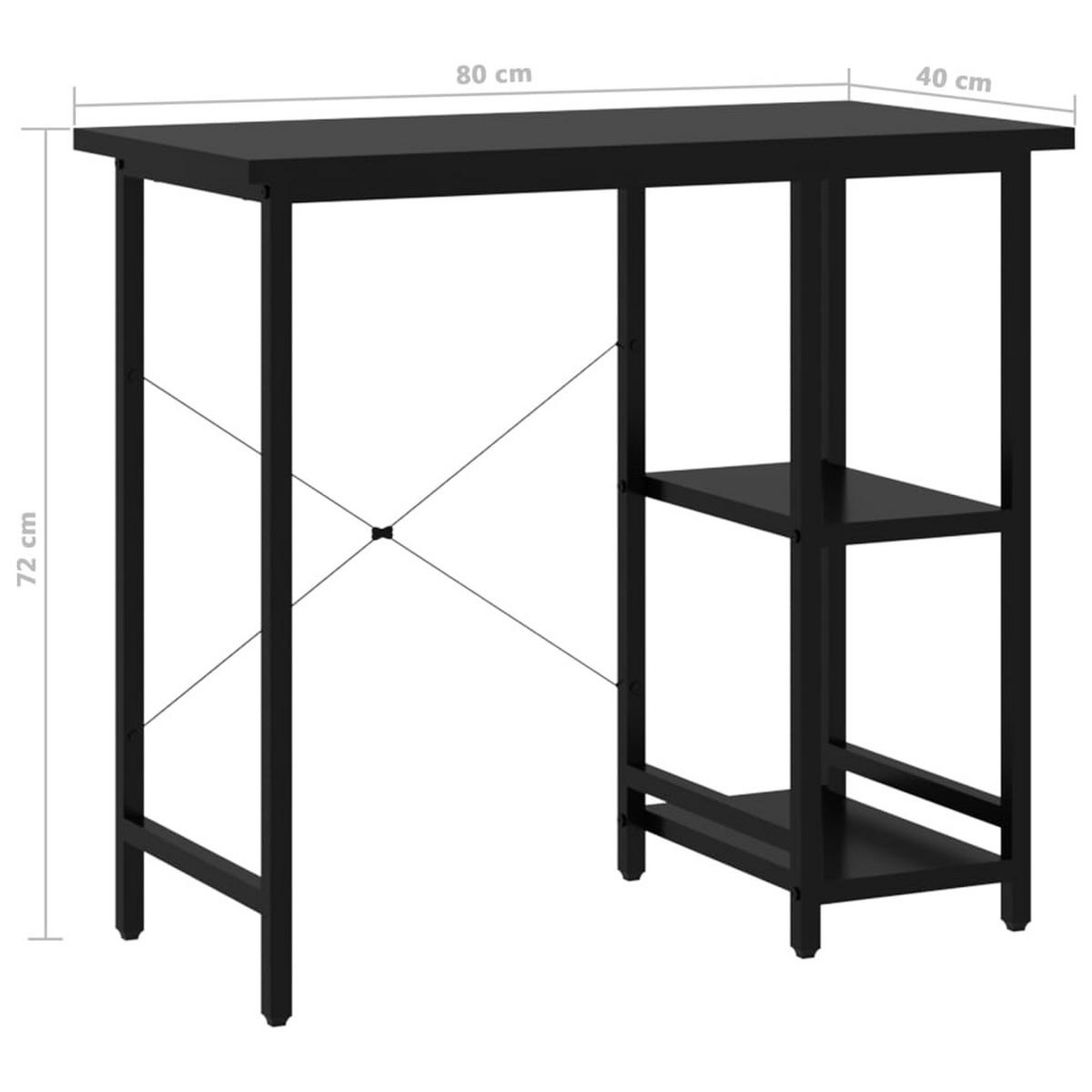 COMPUTERTISCH mit Regal 80/40/72 cm aus Mdf, Metall Schwarz - Schwarz, Holzwerkstoff (40/80/72cm) - vidaXL