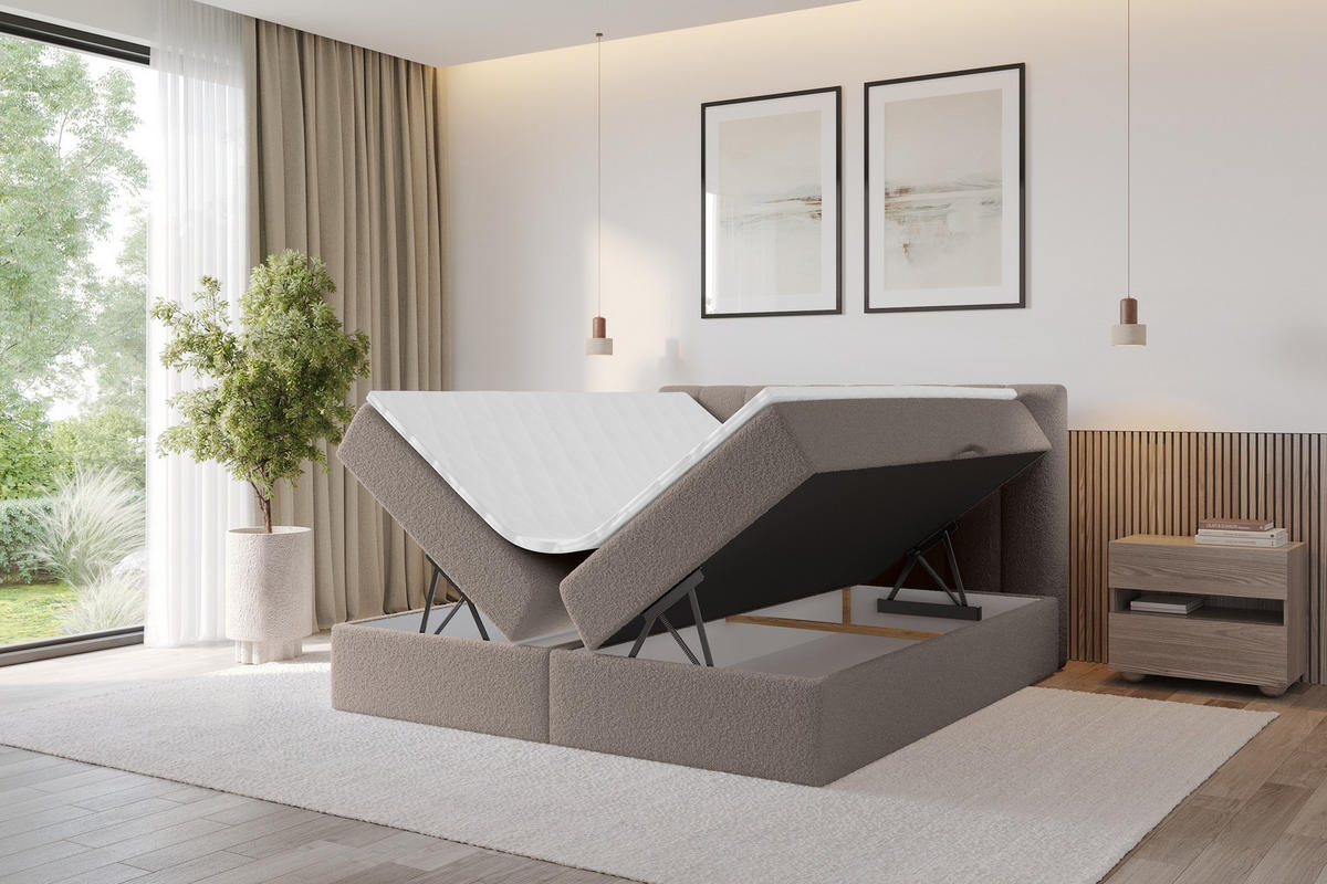 KONTINENTÁLNÍ POSTEL s matrací H3 - OTTA - 120x200 cm Hnědá - hnědá, kompozitní dřevo (120/200cm) - ALTDECOR