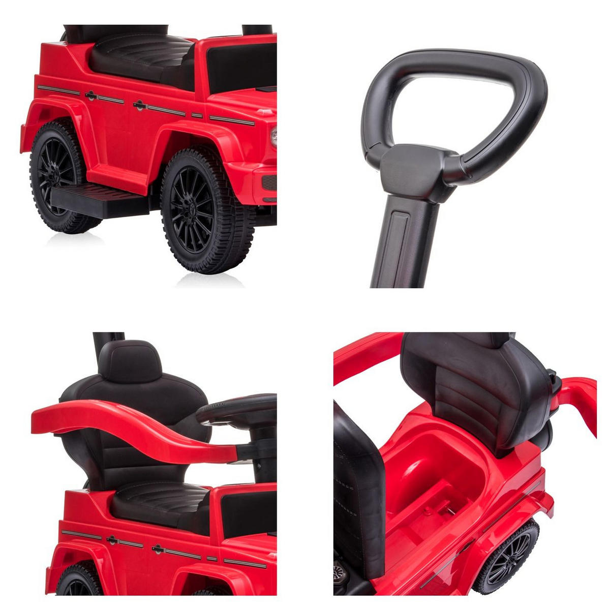 RUTSCHER Mercedes Benz G350D rot Sonnendach, Schiebestange, Musik - Rot, Kunststoff (86/40/95cm) - Lorelli