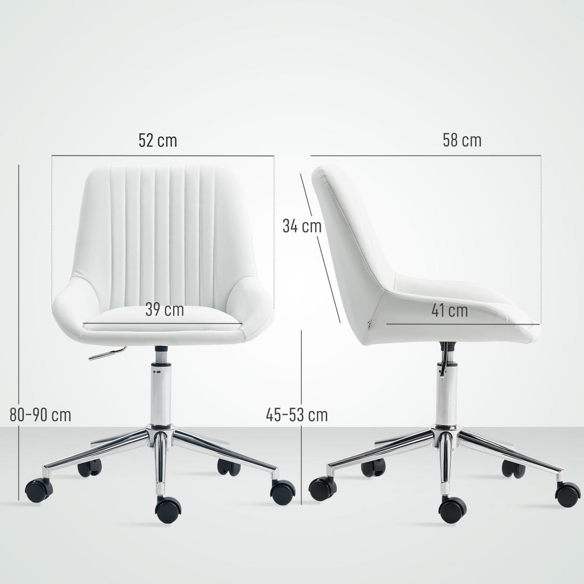 DREHSTUHL DE-11777 52/58/80-90 cm Weiß - Weiß, Metall (52/90/58cm) - ComfortXL