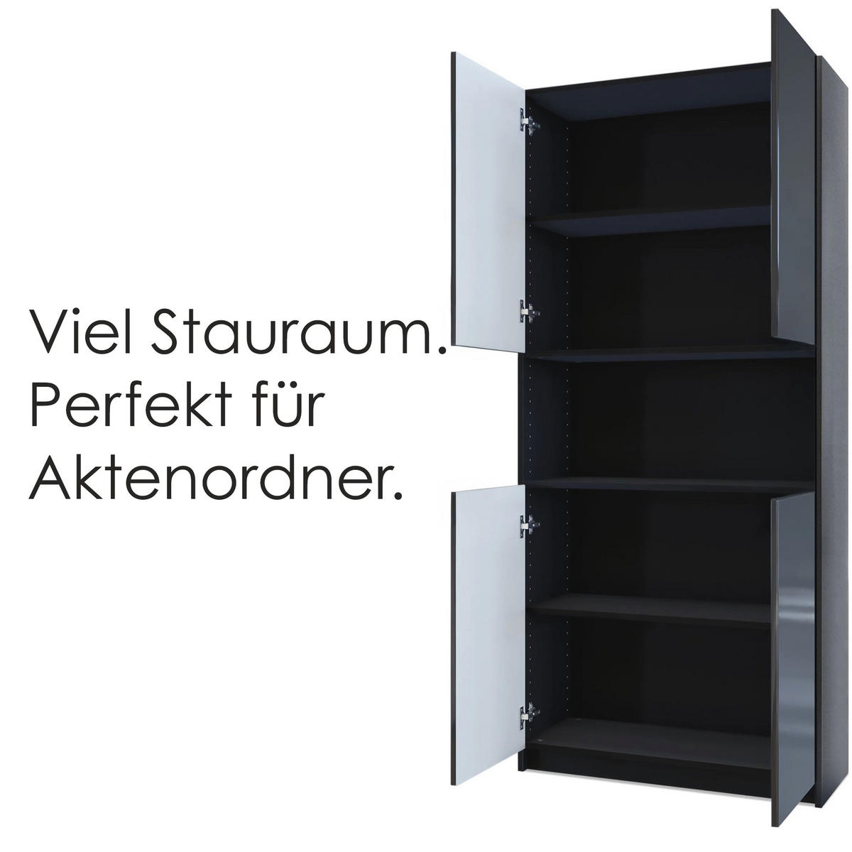 AKTENSCHRANK Elona M2, Büroschrank mit Soft-Close & Push-to-Open, Schwarz/Eiche Natur (82 x 184 x 37 cm) - Eiche Wotan, Holzwerkstoff (82/184/37cm) - InnoFurn