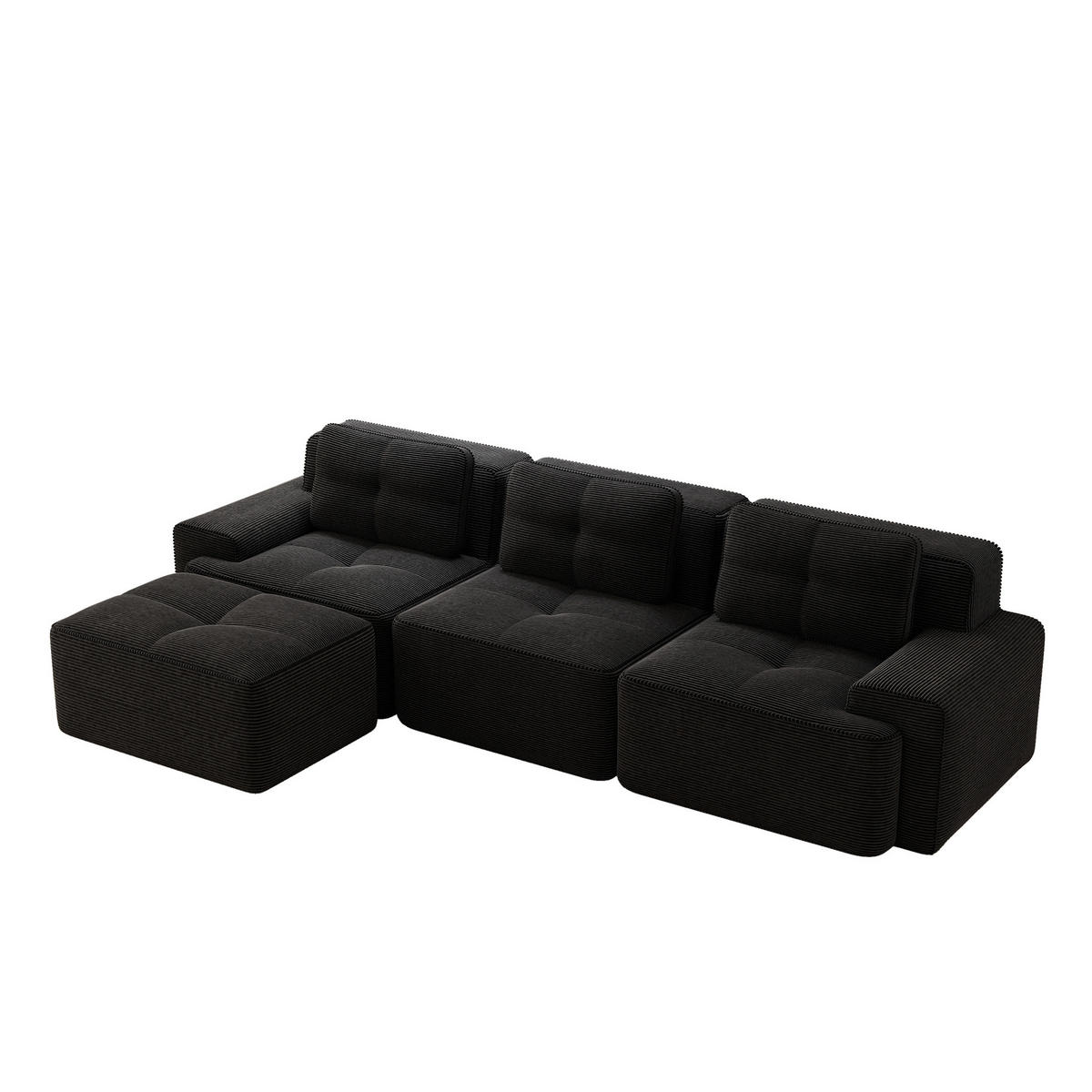 ECKSOFA 293/104/69 cm schwarz aus Cord ohne Montage - Schwarz, Textil (177/293cm) - OKWISH