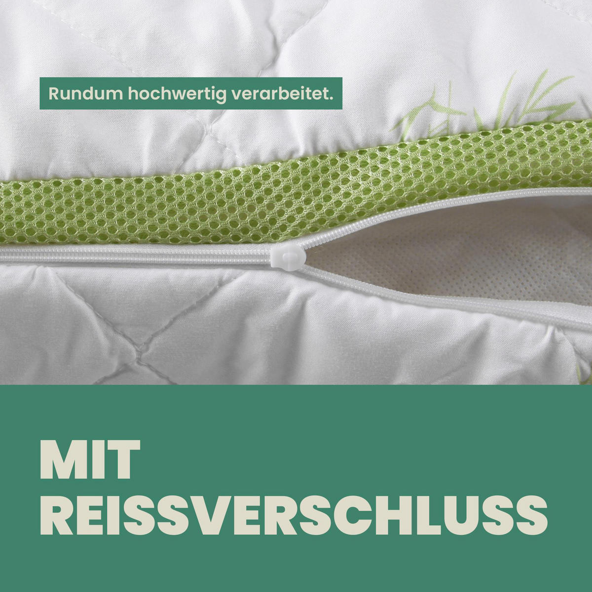 KOPFKISSEN Bamboo mit Bambusveredelung temperaturausgleichend 40x80 cm - Weiß, Textil (80/40cm) - Bestlivings