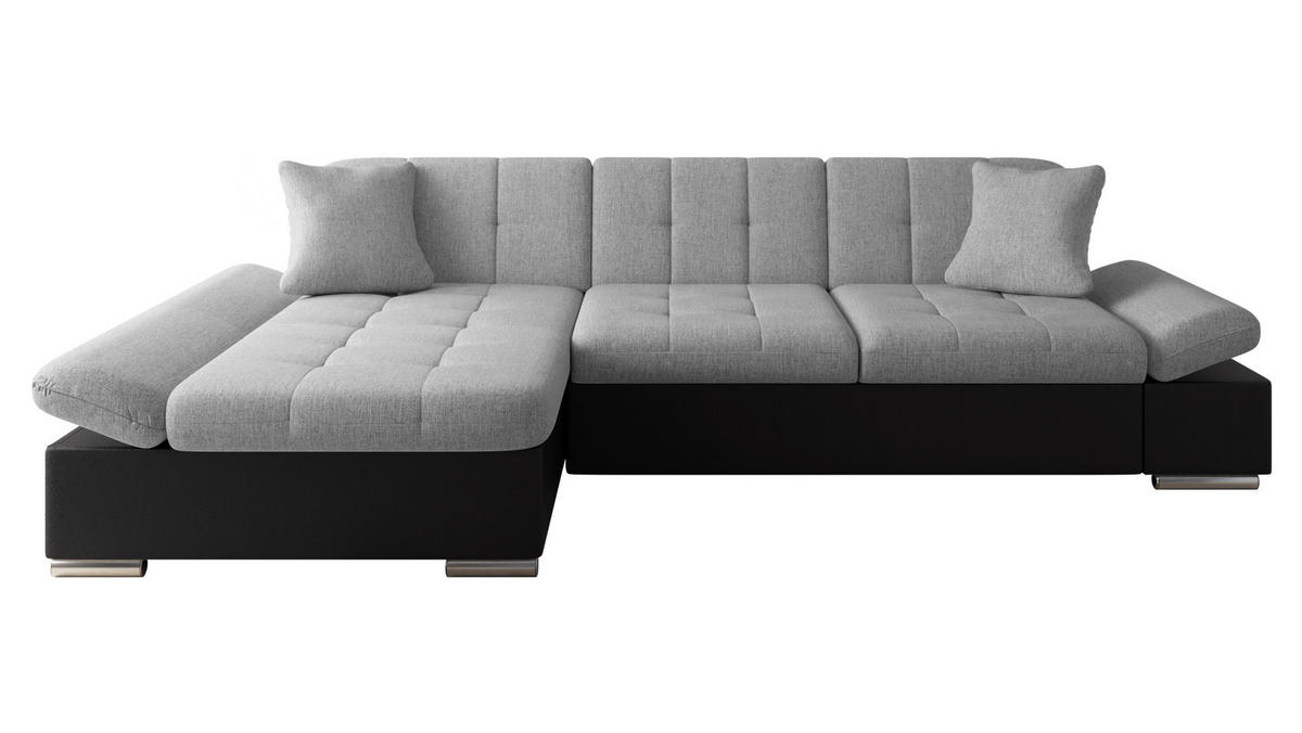 ECKSOFA Malwi, Seite: Links - Schwarz/Grau, Holz/Textil (278/161cm) - MIRJAN24