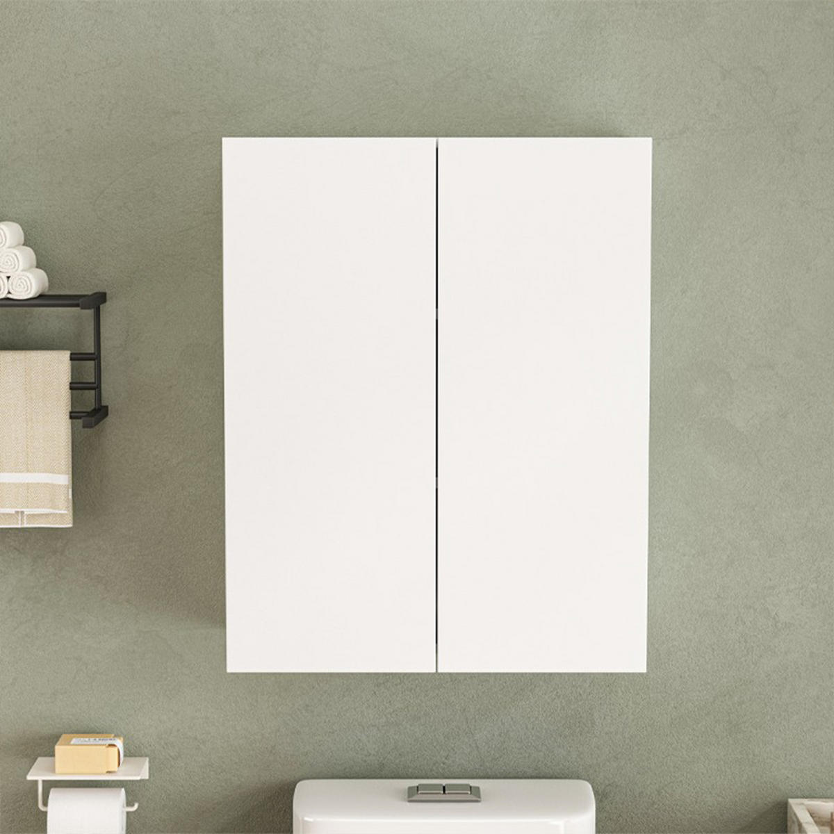 BADEZIMMERSCHRANK, weiß 60/30/80cm - Weiß, Holzwerkstoff (60/80/30cm)