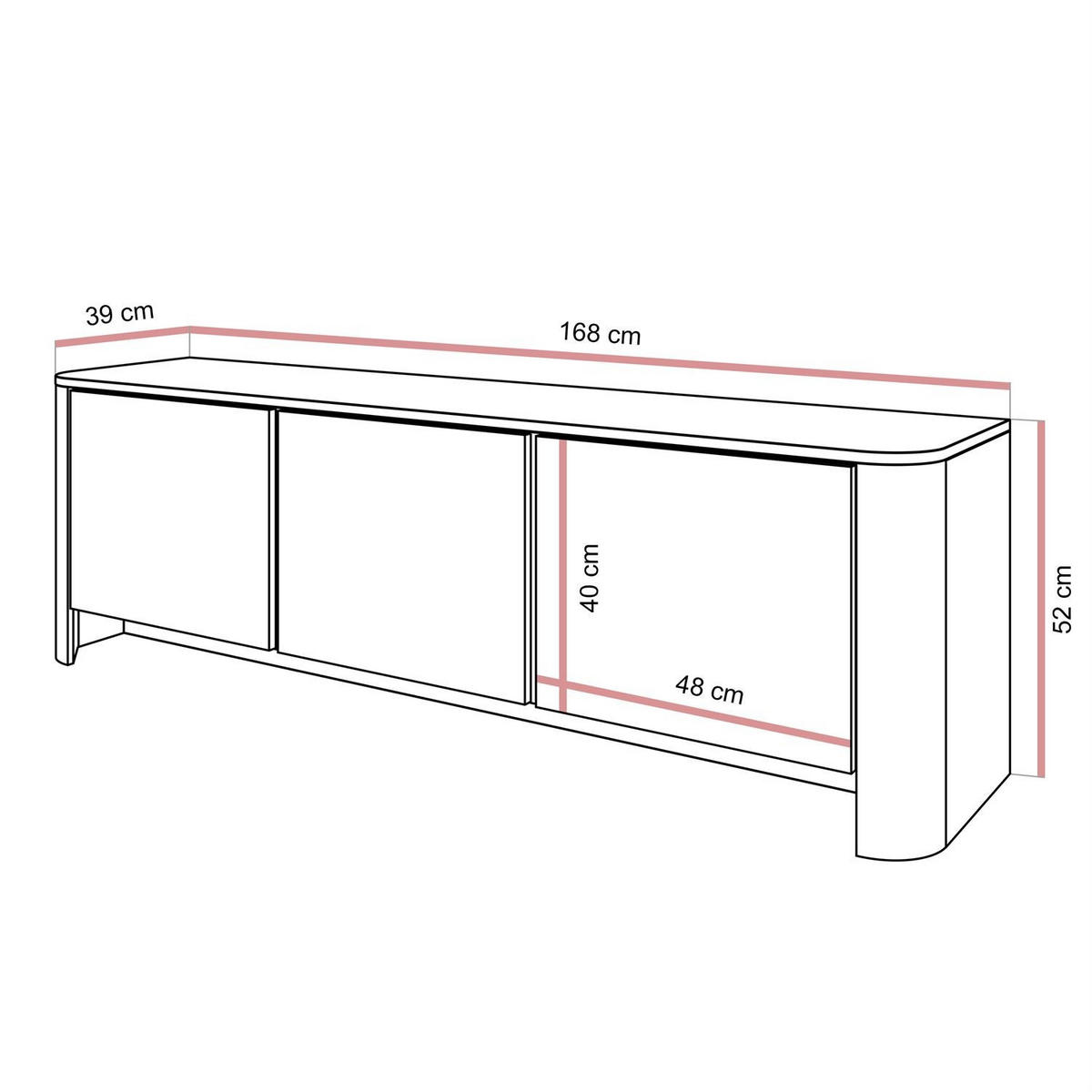 TV-SCHRANK DESTINY II, dreitürig - Eichefarben, Holzwerkstoff (168/52/39cm) - Lookway