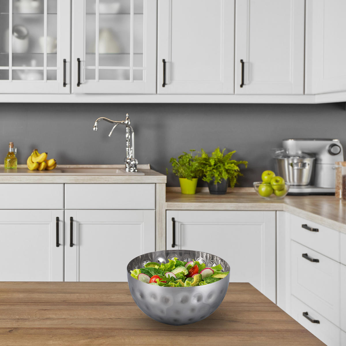 SERVIERSCHÜSSEL - Silberfarben, Metall (20/20/10.5cm) - Relaxdays