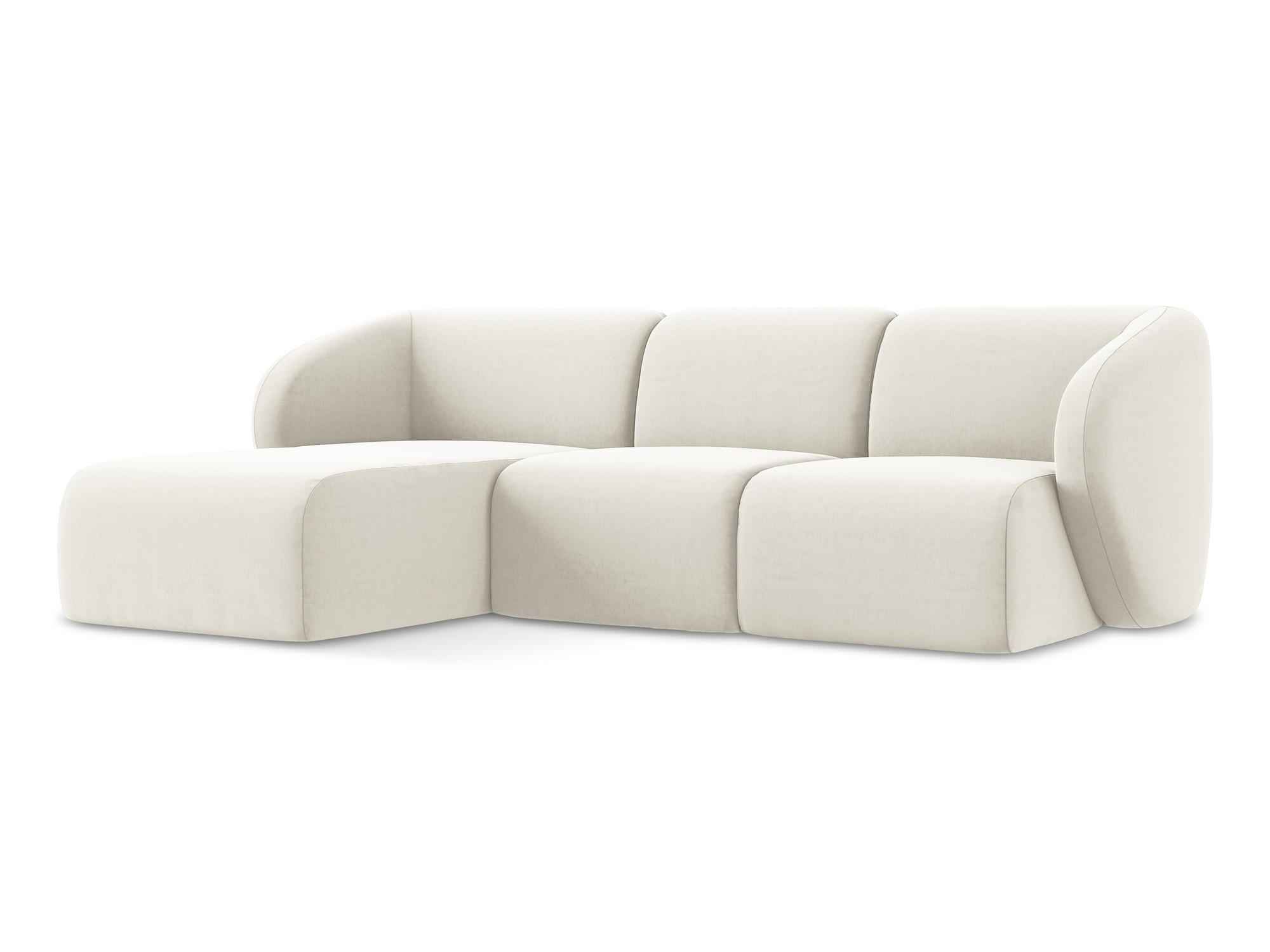 ECKSOFA Links Samt Stoff Beige - Creme/Schwarz, Holzwerkstoff/Kunststoff (248/166cm) - Makamii
