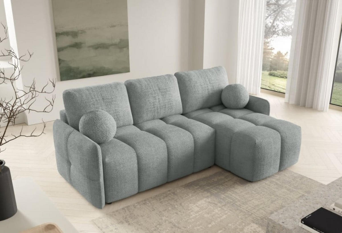 ECKSOFA Grau MONO Mit Schlaffunktion Und Dekokissen Rechts - Grau, Textil (145/220cm) - Sepro Meble