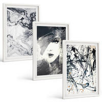 BILDER SET 3er Set - 40x60 cm Weißer Rahmen - Abstrakte schwarz-weiße Muster - Weiß, Kunststoff (40/60cm) - TULUP