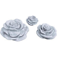 STEINFIGUR 3er Set Stein Blüten Set Rosenblüte frostfest wetterfest Steinguss - Grau, Stein (16/12/12cm) - stoneandstyle