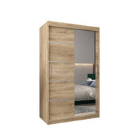 SCHWEBETÜRENSCHRANK 200/120/62 2-türig - Silberfarben/Sonoma Eiche, Holz/Kunststoff (120/200/62cm) - Abiks Möbel