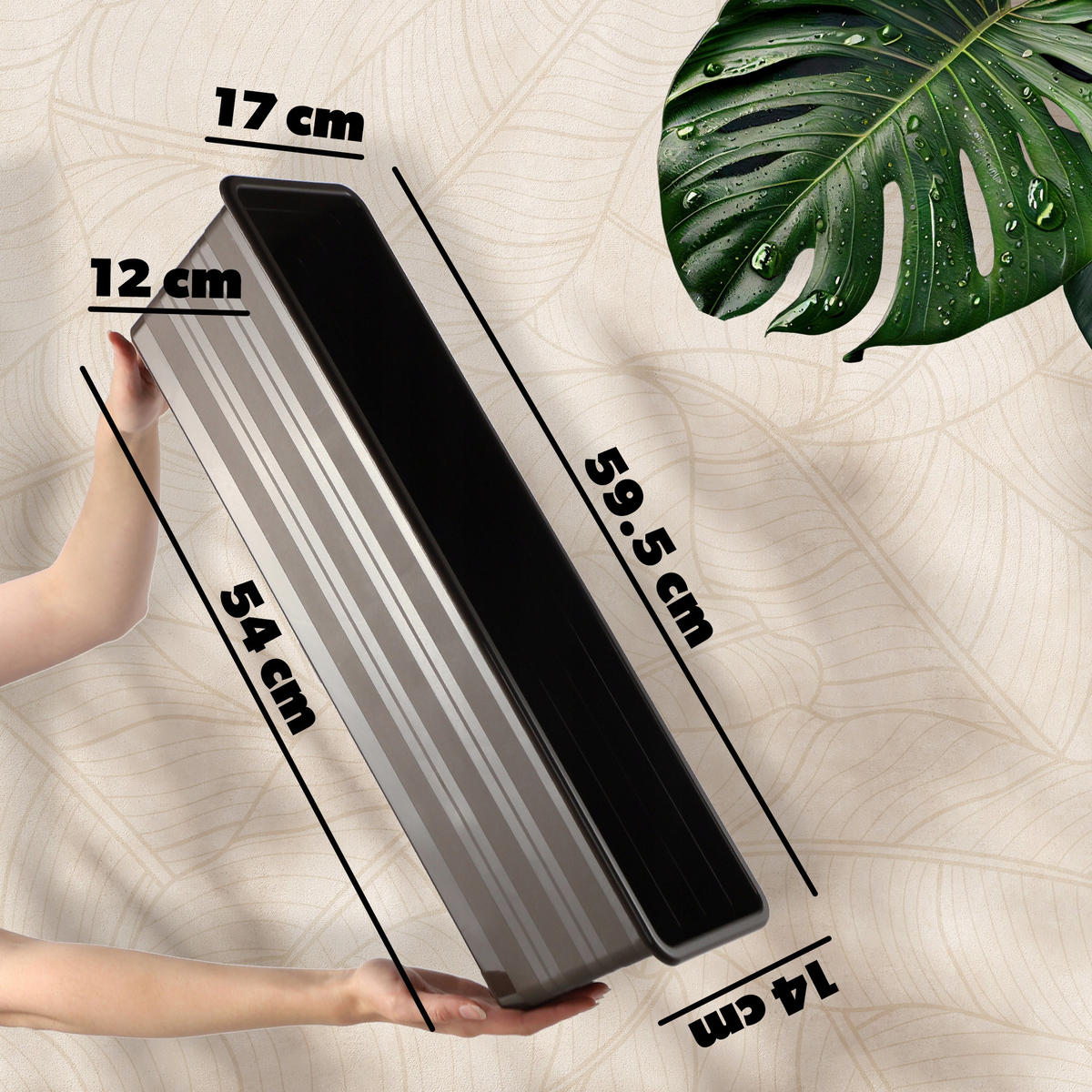 BALKONBLUMENTOPF 60 cm, Braun - Braun, Kunststoff (17/60cm) - KADAX