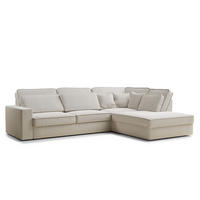 ECKSOFA Kirou Hellbeige Webstoff - Rechts Seite - Creme/Schwarz, Holz/Holzwerkstoff (225/311cm) - Maison de Reve