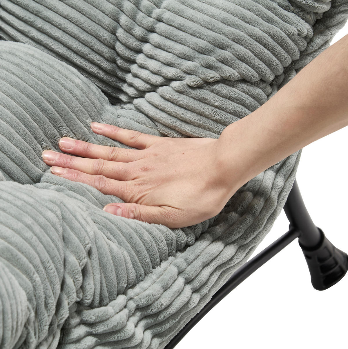 SESSEL 70/95/64 cm Hellgrün aus Stahl mit Hocker - Hellgrün, Textil (69.9/95/64cm) - OKMYHOME