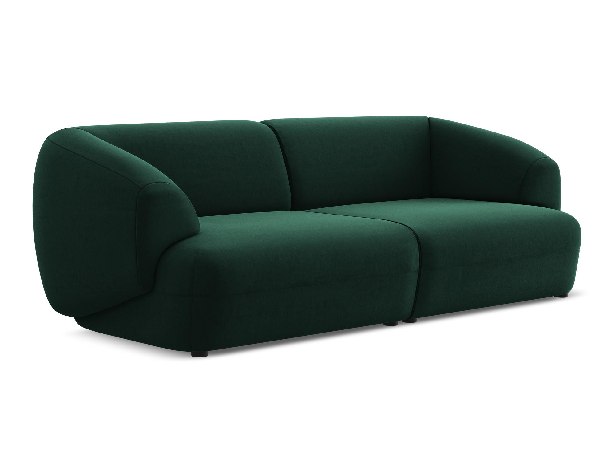 4-SITZER-SOFA Samt Stoff Grün - Dunkelgrün/Schwarz, Kunststoff/Textil (232/81/98cm) - Makamii