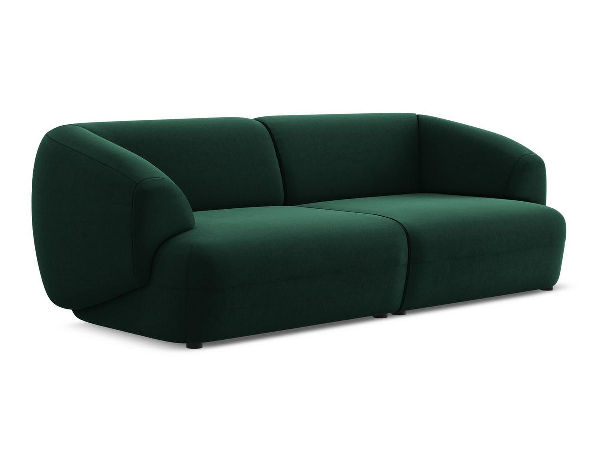 4-SITZER-SOFA Samt Stoff Grün - Dunkelgrün/Schwarz, Kunststoff/Textil (232/81/98cm) - Makamii