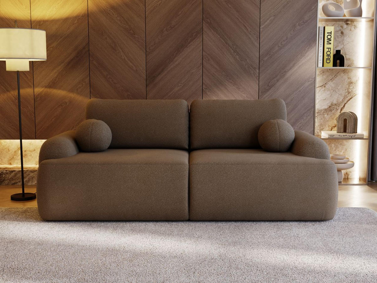 SOFA 260/106/81 Aurio Bouclé-Stoff Braun - Braun, Kunststoff/Textil (260/81/106cm) - Graingold