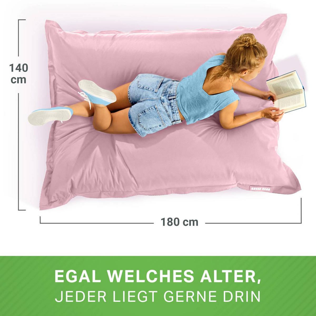 RIESEN-SITZSACK "Square" 140x180cm 380 L - Koralle, Textil (140/25/180cm) - Green Bean