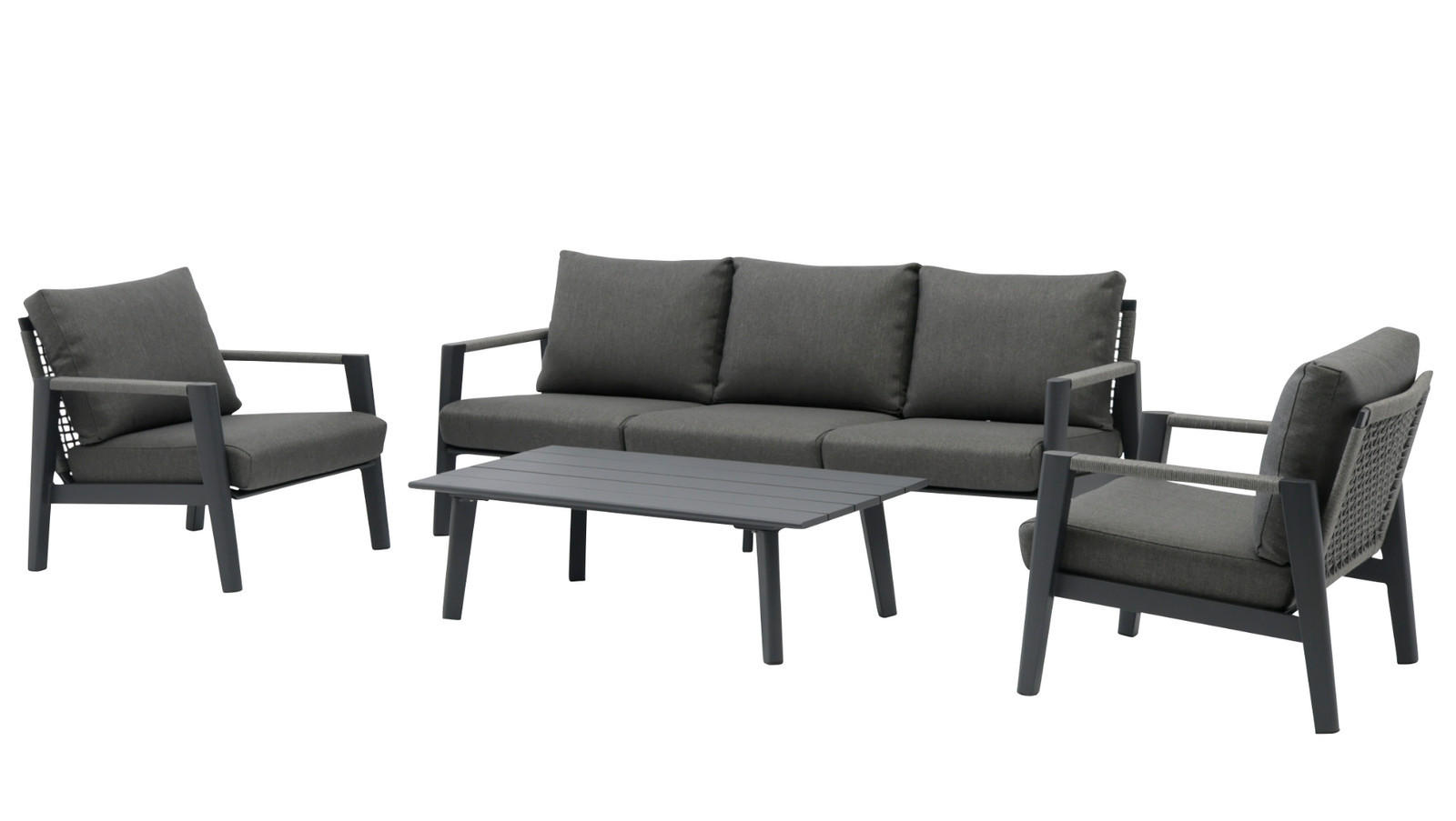 LOUNGESET Salo 4-tlg. in anthrazit - Anthrazit, Textil - Sungörl