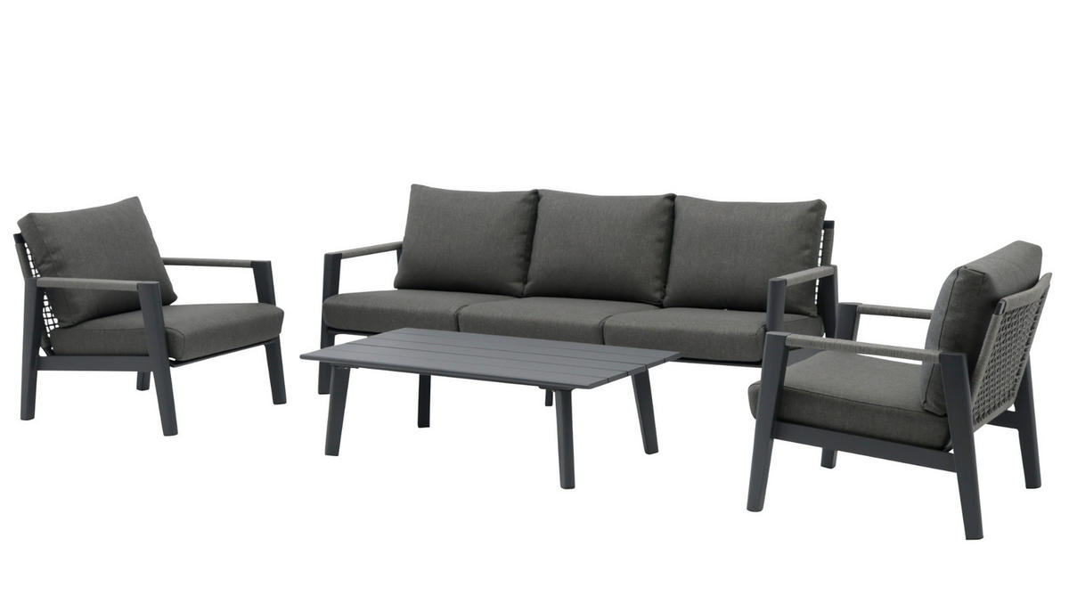 LOUNGESET Salo 4-tlg. in anthrazit - Anthrazit, Textil - Sungörl