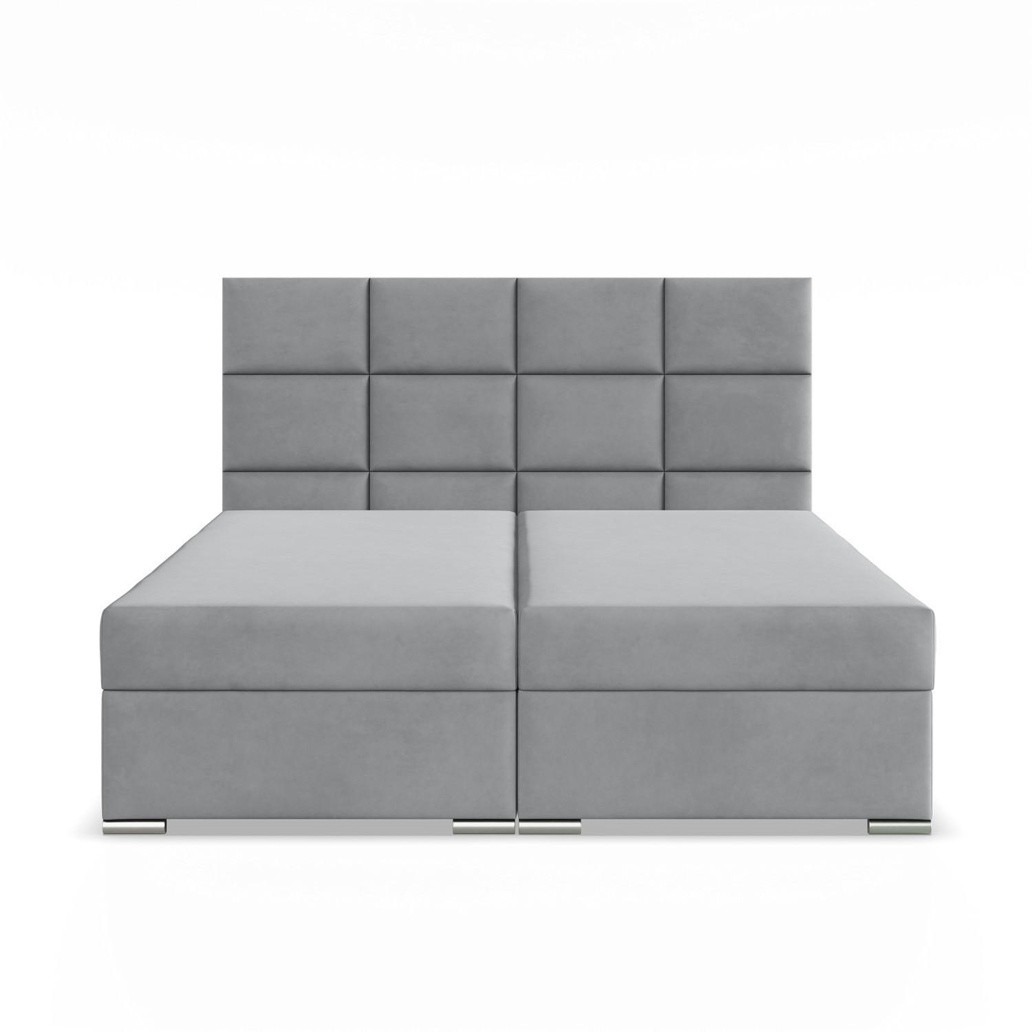 BOXBETT MIT KOPFTEIL 140x200 CALVI, Grau - Grau, Textil (140/200cm) - Mebligo