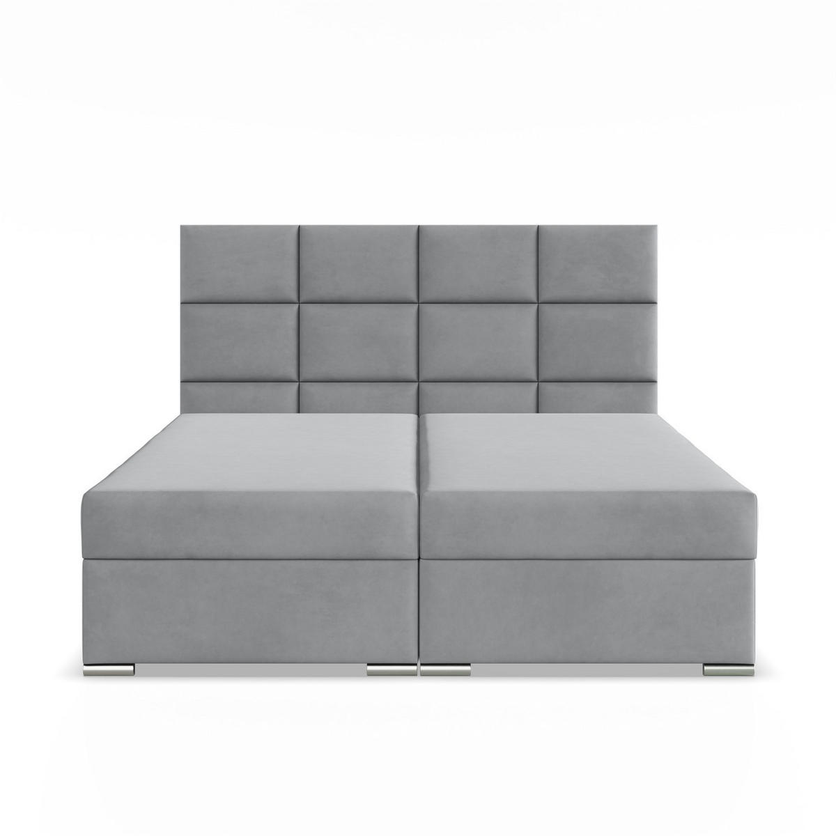 BOXBETT MIT KOPFTEIL 140x200 CALVI, Grau - Grau, Textil (140/200cm) - Mebligo