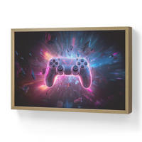 NÁSTĚNNÁ LAMPA S AKUMULÁTOREM Controller - Neon - Explosion - Abstraktní 60x40 cm - fialová, kompozitní dřevo (60/40/8cm)