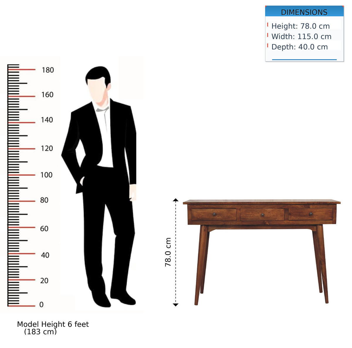 KONSOLENTISCH mit Kastanienholz-Finish - Dunkelbraun/Messingfarben, Mangoholz/Holz (40/115/78cm) - Artisan Furniture