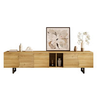 TV Lowboard 191x38x46,5 cm, 5 Türen, Natur - Braun, Holz (191/33/38cm)