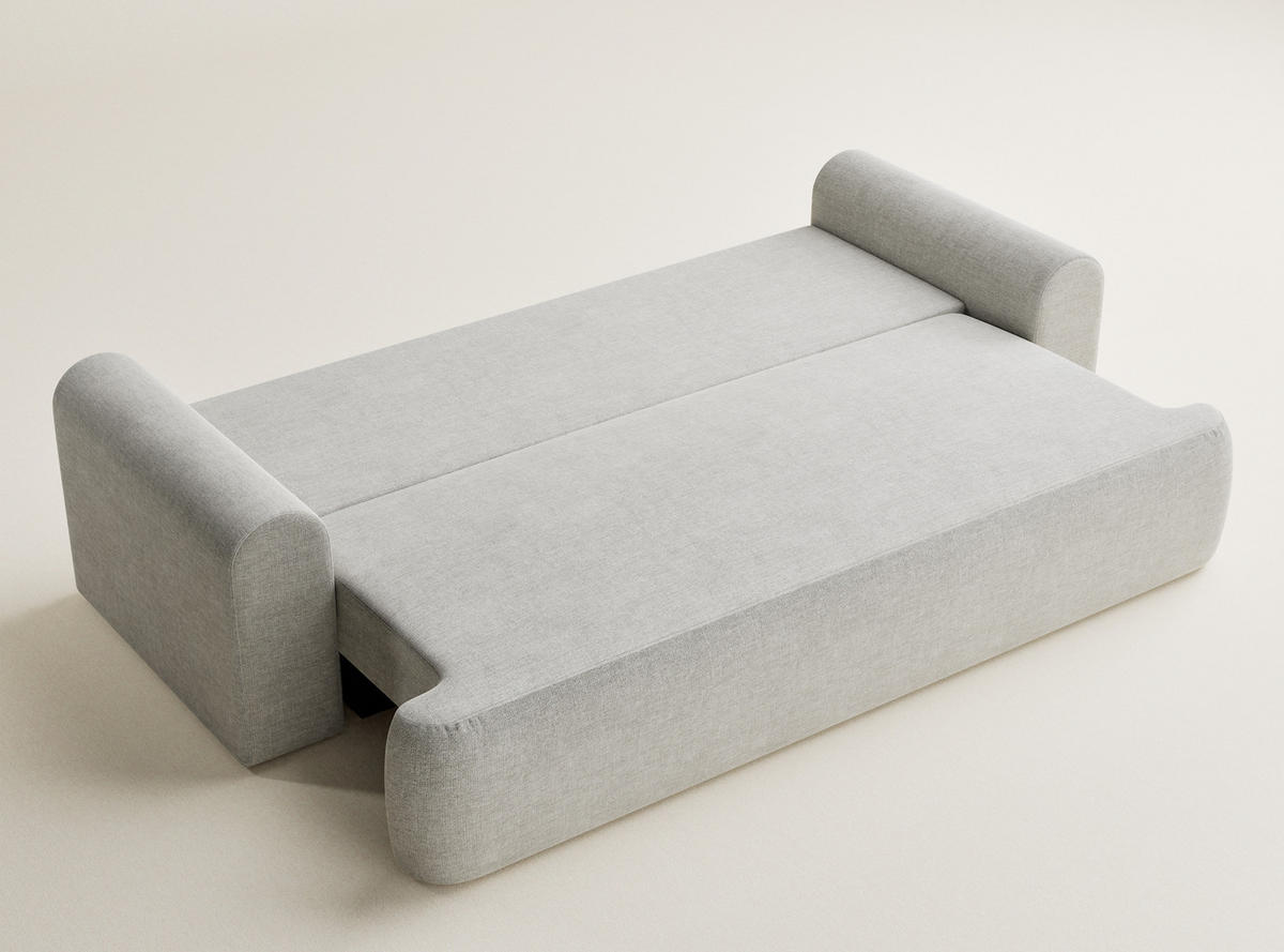 SOFA MIT SCHLAFFUNKTION Toluca Grau Chenille-Stoff - Schwarz/Grau, Holz/Holzwerkstoff (247/69/104cm) - Maison de Reve