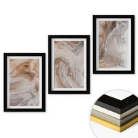 WANDBILDER 3er-Set - 20x30 cm Schwarzer Rahmen - Abstrakter Marmorstein - Schwarz, Kunststoff (20/30cm) - ArtPrintCave