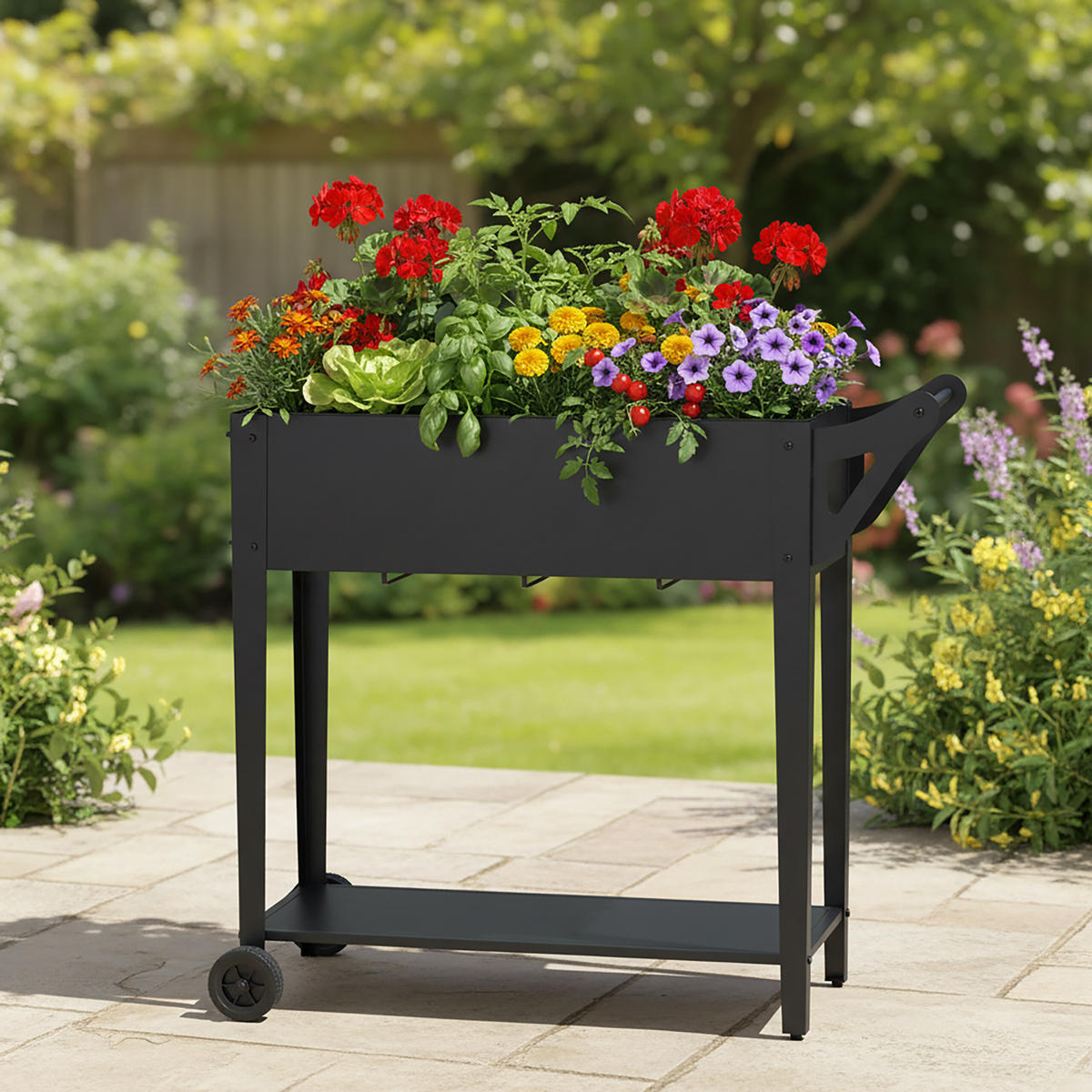 HOCHBEET - Schwarz, Kunststoff/Metall (85/80/50cm) - Relaxdays