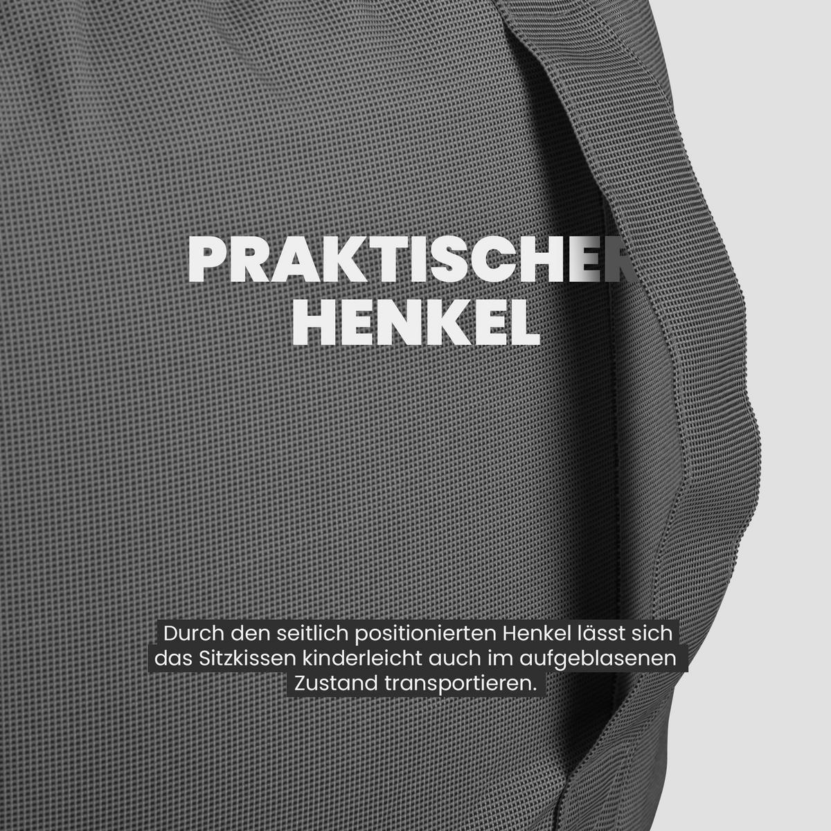 SITZPOUF ( Anthrazit ) - Indoor/Outdoor Sitzkissen Ø54 cm x 26 cm - wasserabweisender ( Lotusblüteneffekt ) Bezug, aufblasbares Innenkissen - Anthrazit, Textil (54/26/54cm) - Arsvita