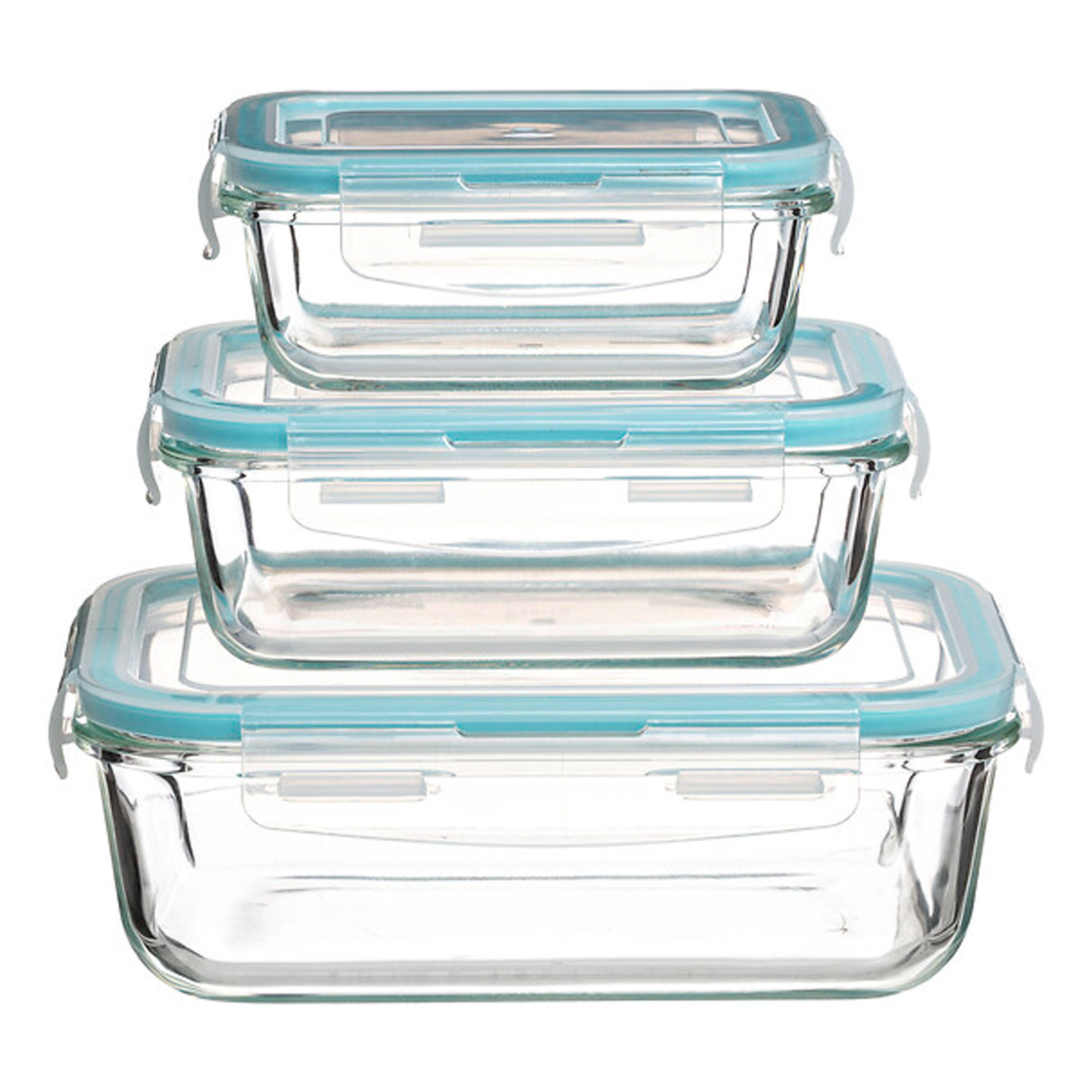 FRISCHHALTEDOSEN-SET Clipeat S 3-tlg., Glas, Kunststoff, Blau - Blau, Glas (15.5/7.5/21.5cm) - 5five Simply Smart