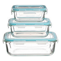 FRISCHHALTEDOSEN-SET Clipeat S 3-tlg., Glas, Kunststoff, Blau - Blau, Glas (15.5/7.5/21.5cm) - 5five Simply Smart