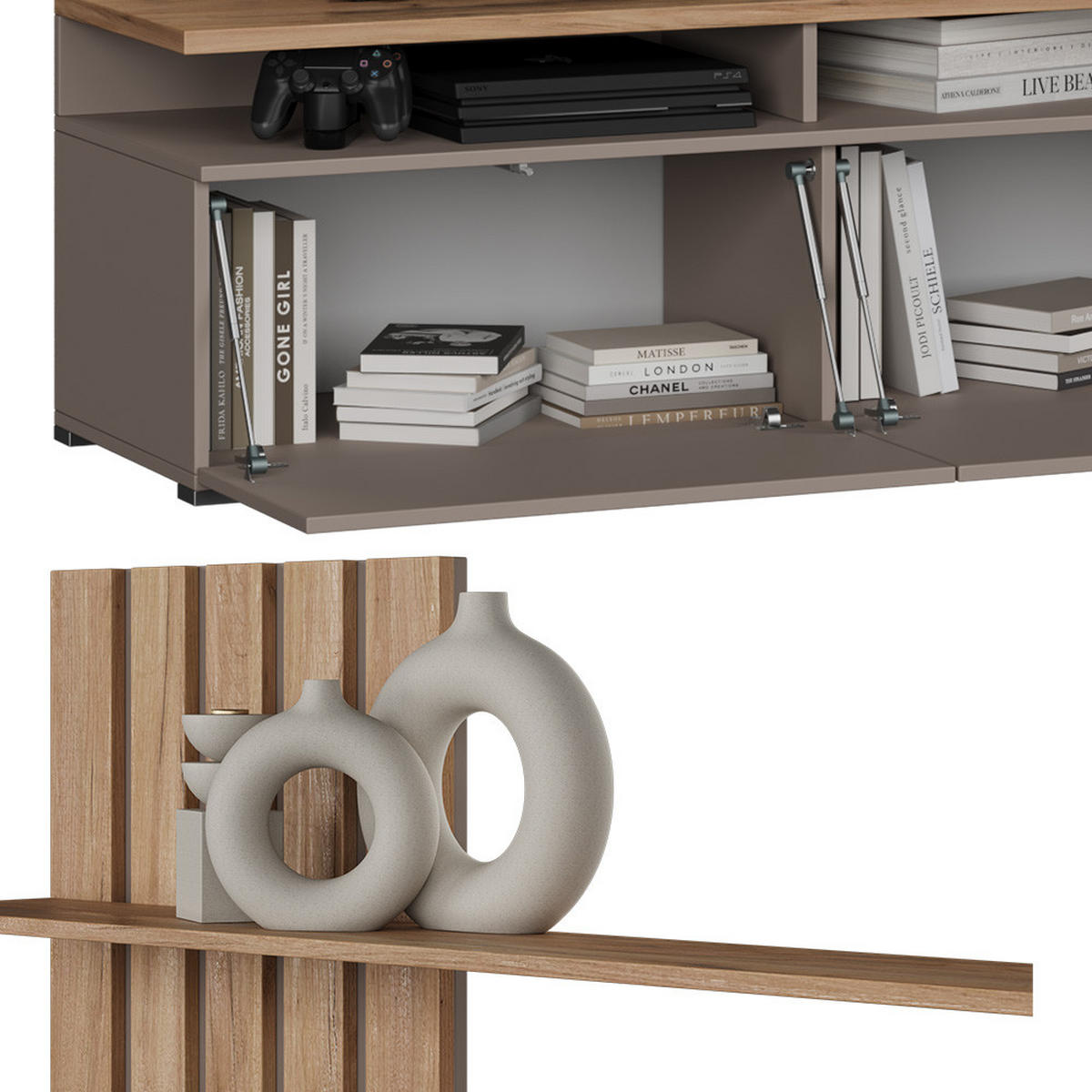 NÁSTĚNNÁ SKŘÍŇKA Harro Dub Goldkraft / béžová - šedobéžová/barva dubu, kompozitní dřevo (139/200/45cm) - Vicco