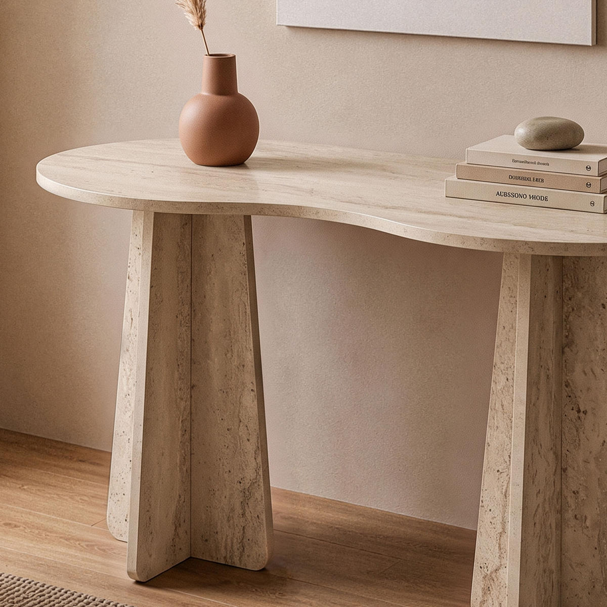 SCHREIBTISCH mit organisch-form Tischplatte 120/60/75 cm - Beige, Holzwerkstoff (8.5/60/75cm) - Calicosy