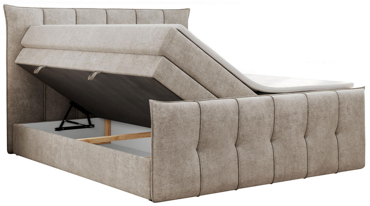 BOXSPRINGBETT PREMIUM 11 KING 120/200 Beige Struktur - H3 - Beige, Holz/Textil (120/200cm) - MKS