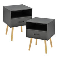 BEISTELLTISCH-SET 2 TLG. Gävle - Dunkelgrau/Naturfarben, Holz/Holzwerkstoff (40/42/57cm) - [en.casa]