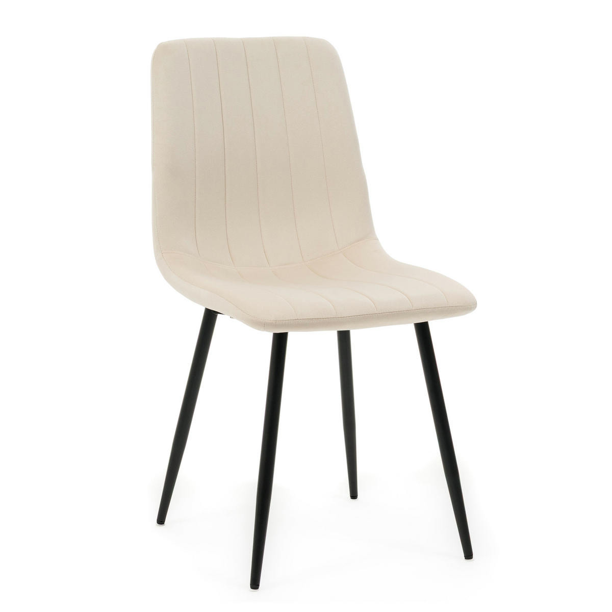 STUHL GELA gepolstert mit Steppung - beige - Samt Velours - Beige/Schwarz, Textil/Metall (45/89/53cm) - NEW HOME