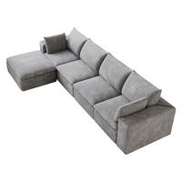 ECKSOFA DE-34773 4-Sitzer mit ottomane Grau - Grau, Textil (160/340cm) - ComfortXL