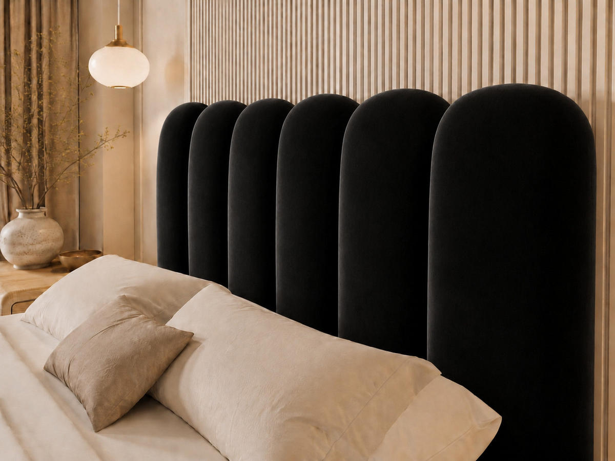 BOXBETT CUDDLE 120x200 cm in Schwarz, Bettkasten, Topper, Velvet-Stoff - Schwarz, Holz/Textil (120/200cm) - EMLAR Home