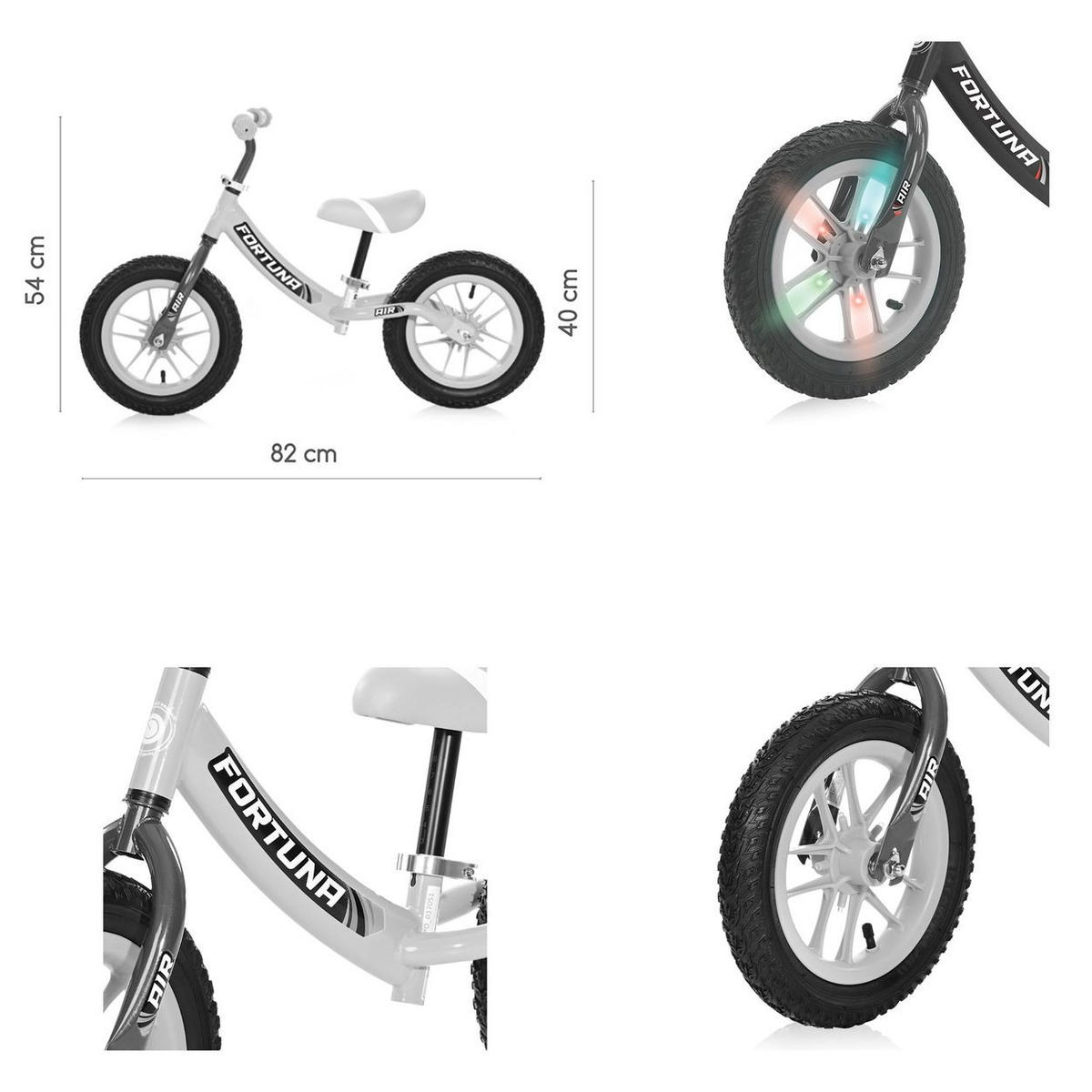 LAUFRAD Fortuna 12 Zoll pink leuchtende Felgen, Lenker verstellbar - Rosa, Metall (82/40/54cm) - Lorelli