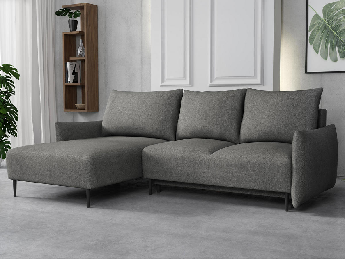 ECKSOFA Santi L - Schwarz/Grau, Holz/Textil (240/160cm) - MIRJAN24