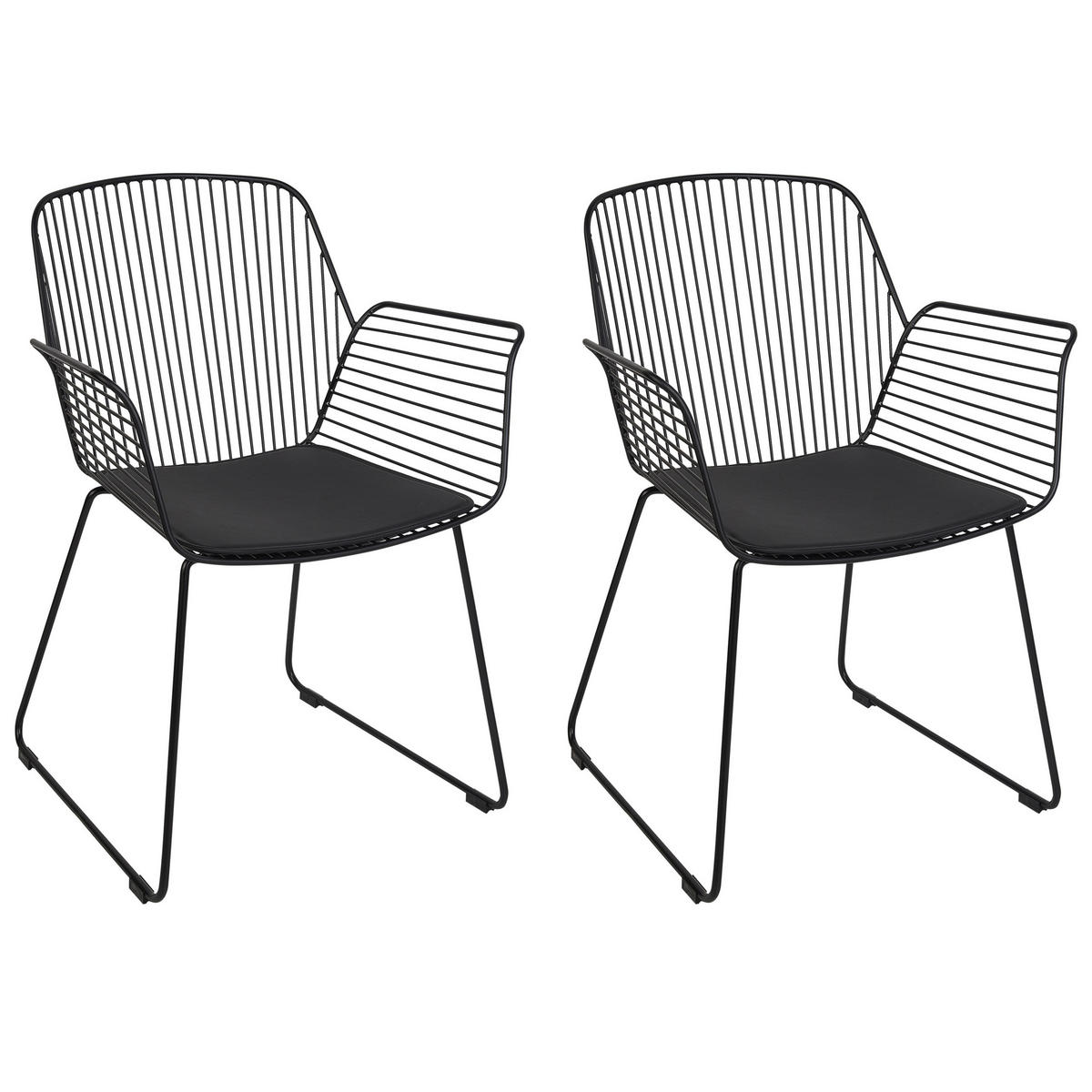 ESSZIMMERSTUHL 2er-Set Metall Schwarz Appleton - Schwarz, Metall (61/84/57cm) - Beliani